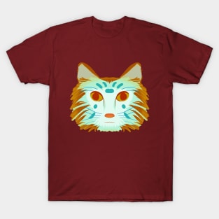 Cat Head Art Version 2 (green/brown) T-Shirt